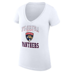 Florida Panthers - G-III 4Her by Carl Banks Women's Super-Slim Fit Lightweight Team Logo Graphic V-Neck T-Shirt White