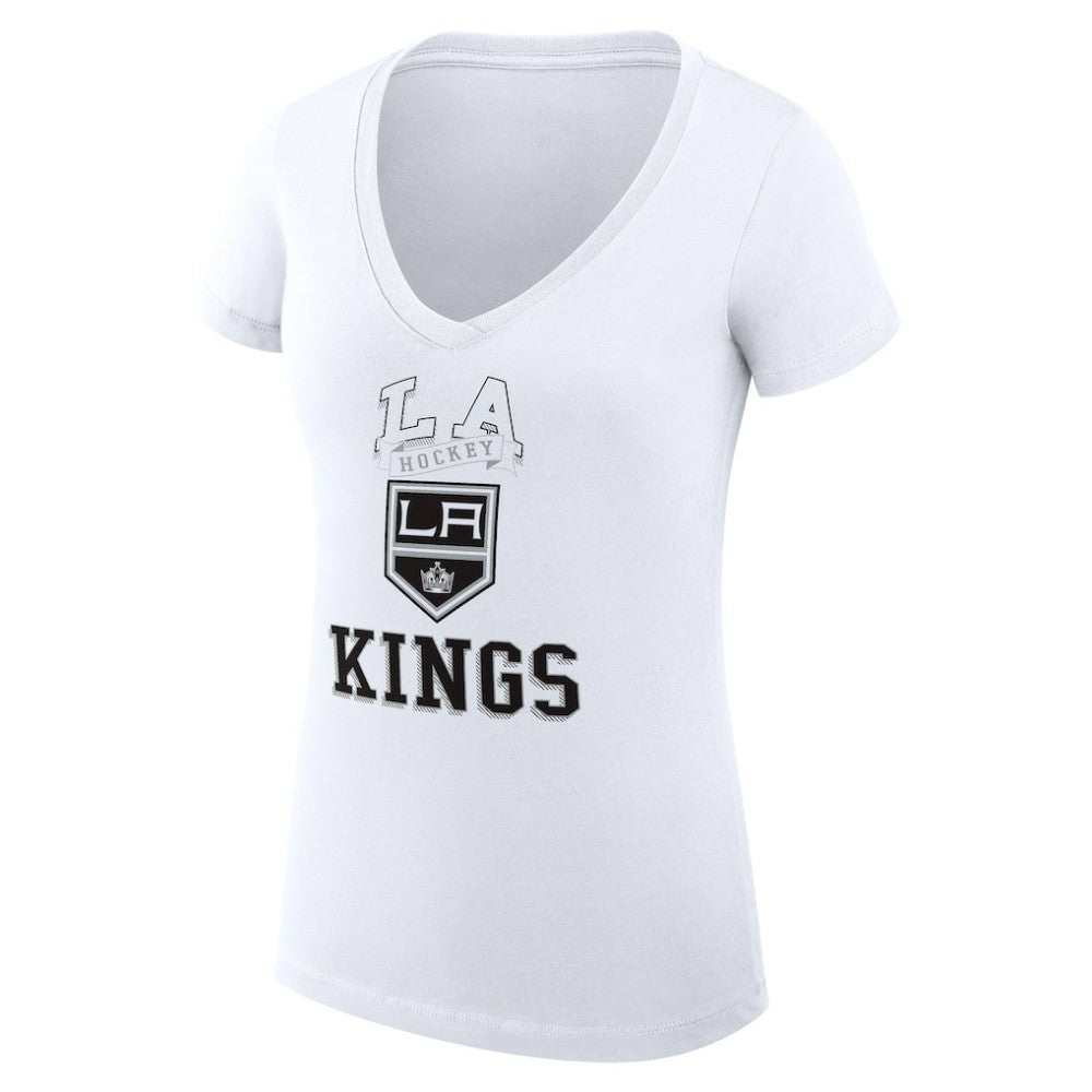 Los Angeles Kings - G-III 4Her by Carl Banks Women's Super-Slim Fit Lightweight Team Logo Graphic V-Neck T-Shirt White