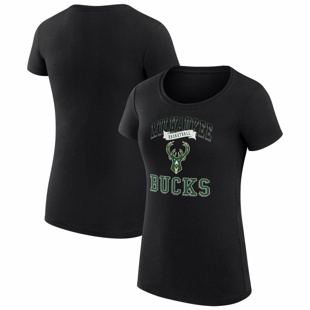 NBA - Milwaukee Bucks G-III 4Her by Carl Banks Women's Super-Slim Fit Lightweight Team Logo T-Shirt - Black