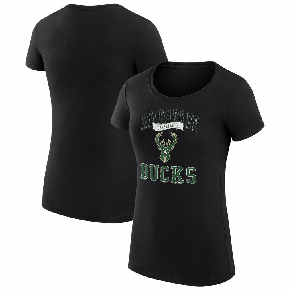 NBA - Milwaukee Bucks G-III 4Her by Carl Banks Women's Super-Slim Fit Lightweight Team Logo T-Shirt - Black