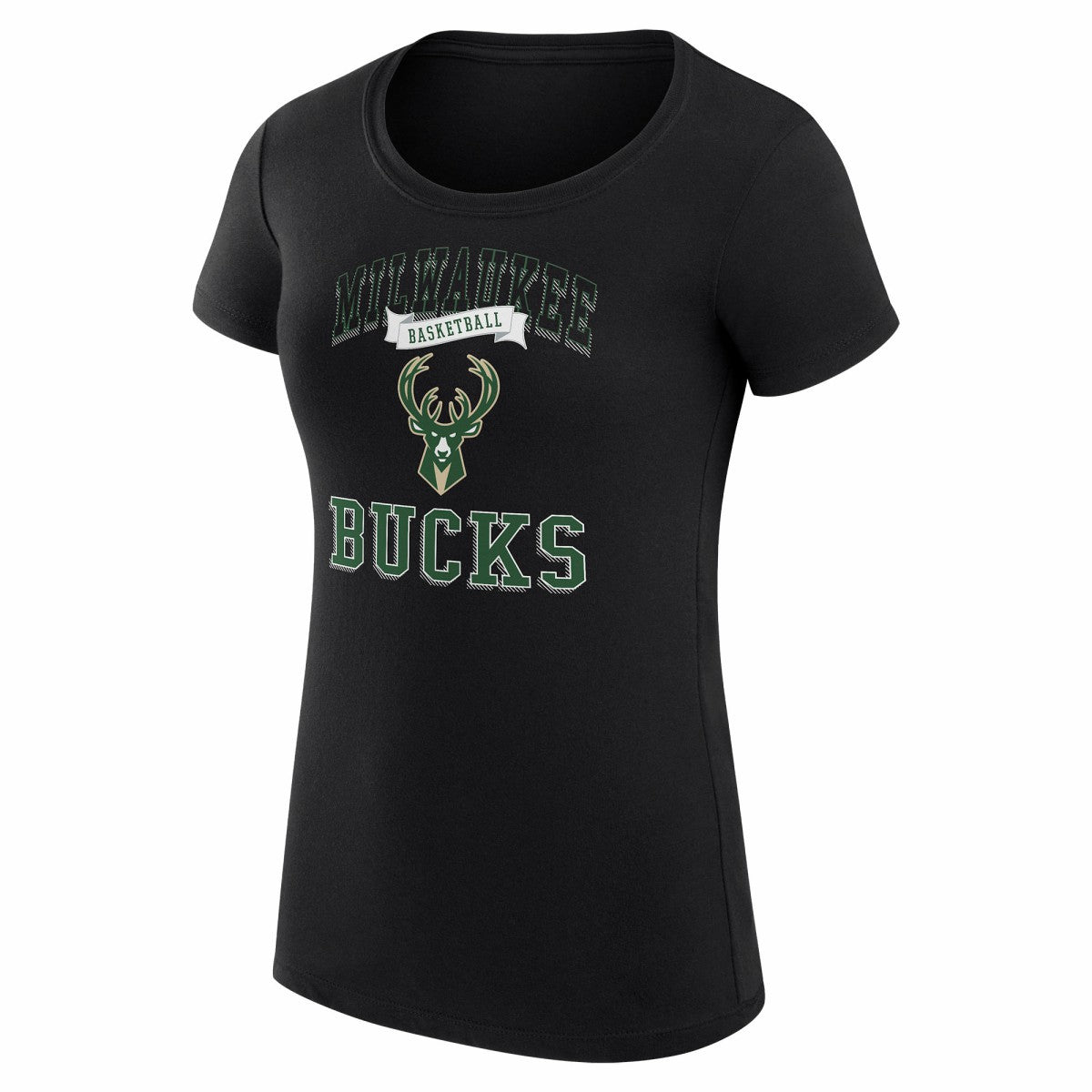 NBA - Milwaukee Bucks G-III 4Her by Carl Banks Women's Super-Slim Fit Lightweight Team Logo T-Shirt - Black