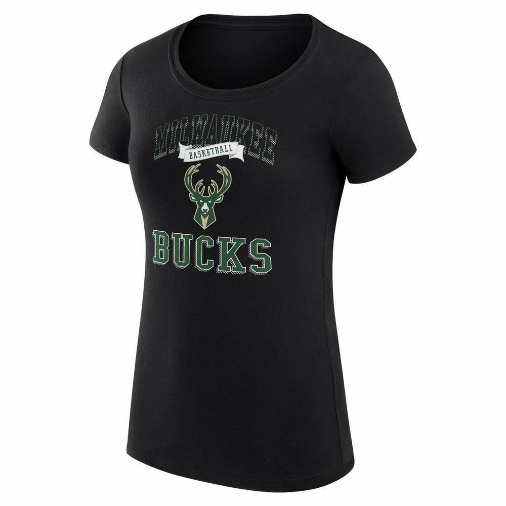 NBA - Milwaukee Bucks G-III 4Her by Carl Banks Women's Super-Slim Fit Lightweight Team Logo T-Shirt - Black