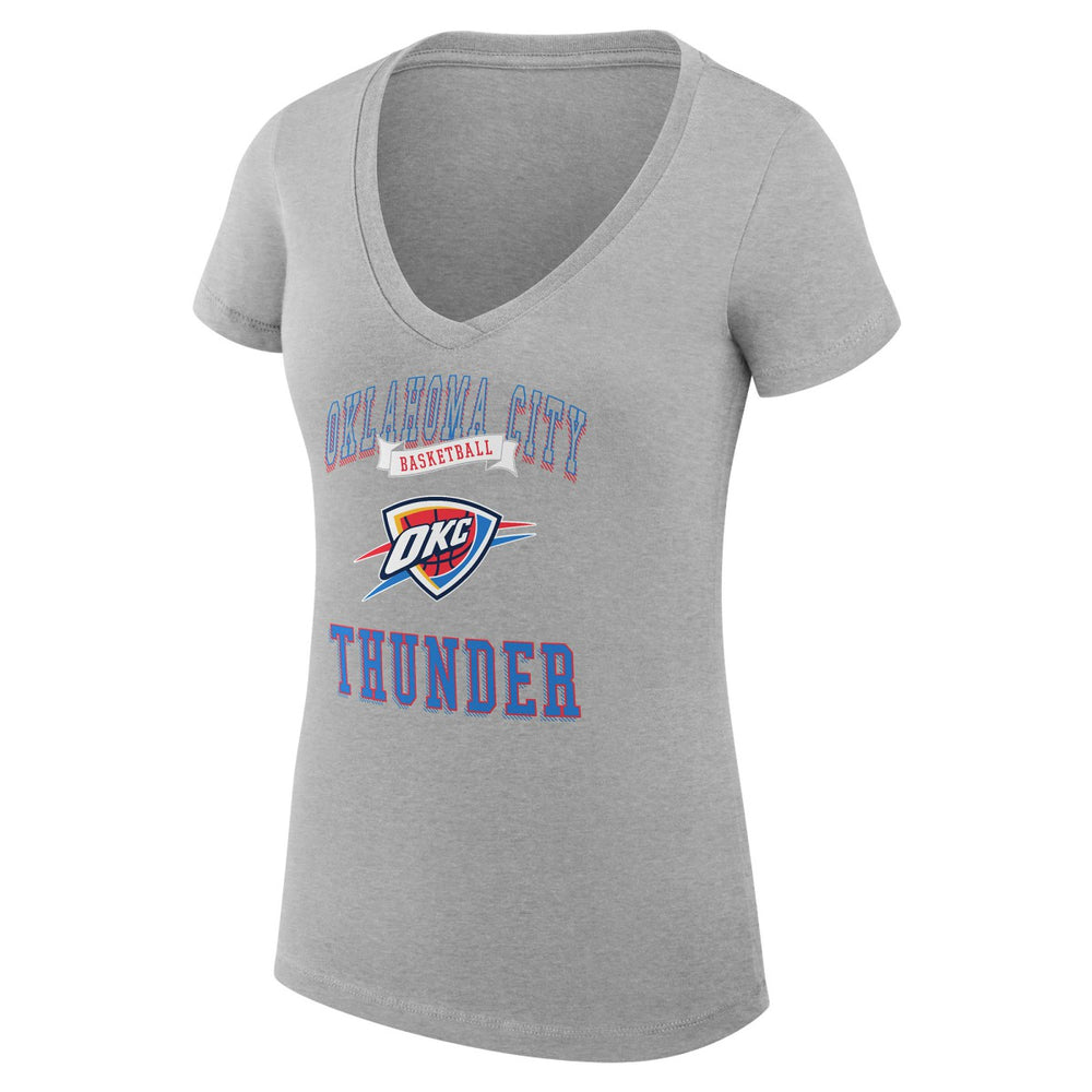 NBA - Oklahoma City Thunder G-III 4Her by Carl Banks Women's Super-Slim Fit Lightweight Team Logo V-Neck T-Shirt - Heather Gray