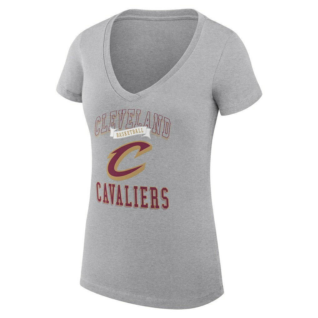 NBA - Cleveland Cavaliers G-III 4Her by Carl Banks Women's Super-Slim Fit Lightweight Team Logo V-Neck T-Shirt - Heather Gray