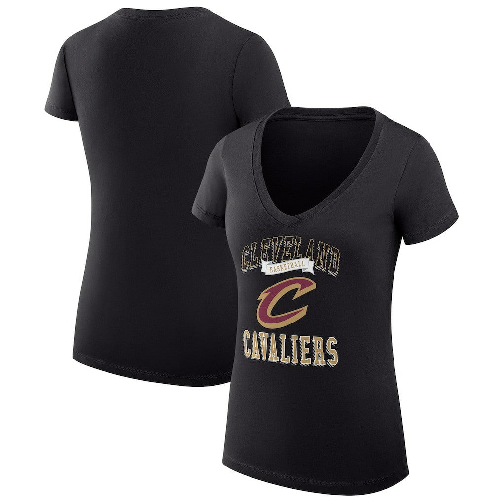 NBA - Cleveland Cavaliers G-III 4Her by Carl Banks Women's Super-Slim Fit Lightweight Team Logo V-Neck T-Shirt - Black