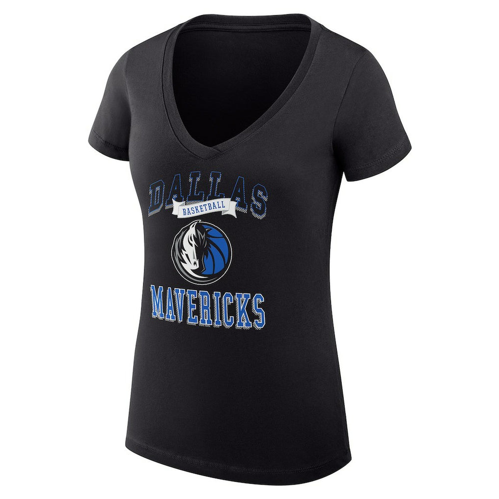 NBA - Dallas Mavericks G-III 4Her by Carl Banks Women's Super-Slim Fit Lightweight Team Logo V-Neck T-Shirt - Black