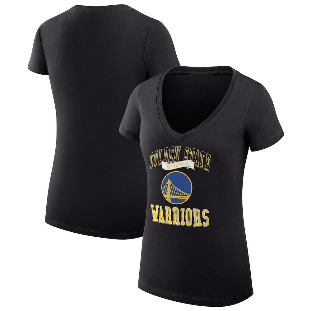 NBA - Golden State Warriors G-III 4Her by Carl Banks Women's Super-Slim Fit Lightweight Team Logo V-Neck T-Shirt - Black