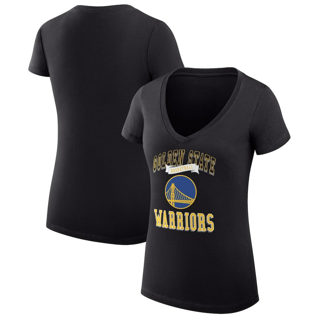 NBA - Golden State Warriors G-III 4Her by Carl Banks Women's Super-Slim Fit Lightweight Team Logo V-Neck T-Shirt - Black