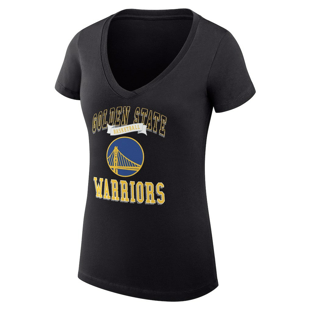 NBA - Golden State Warriors G-III 4Her by Carl Banks Women's Super-Slim Fit Lightweight Team Logo V-Neck T-Shirt - Black