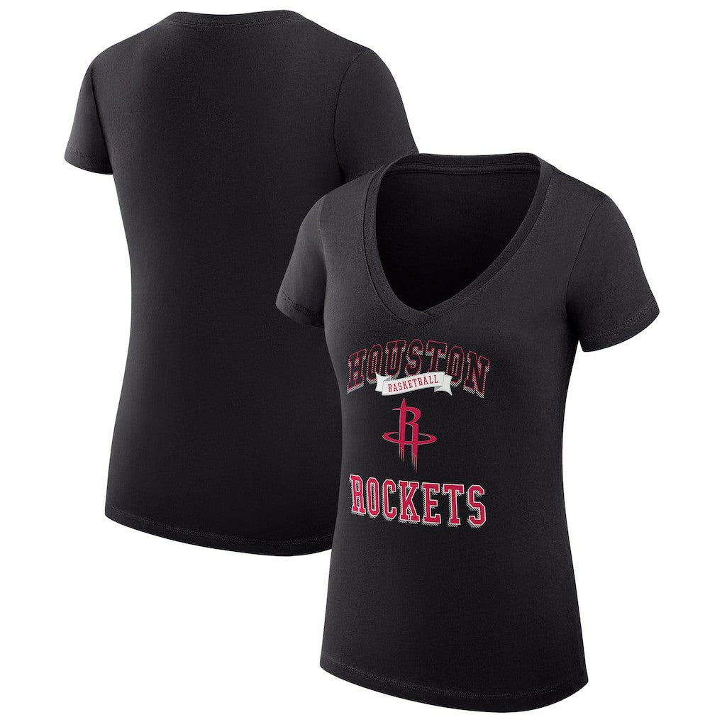 NBA - Houston Rockets G-III 4Her by Carl Banks Women's Super-Slim Fit Lightweight Team Logo V-Neck T-Shirt - Black