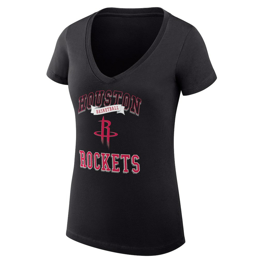 NBA - Houston Rockets G-III 4Her by Carl Banks Women's Super-Slim Fit Lightweight Team Logo V-Neck T-Shirt - Black