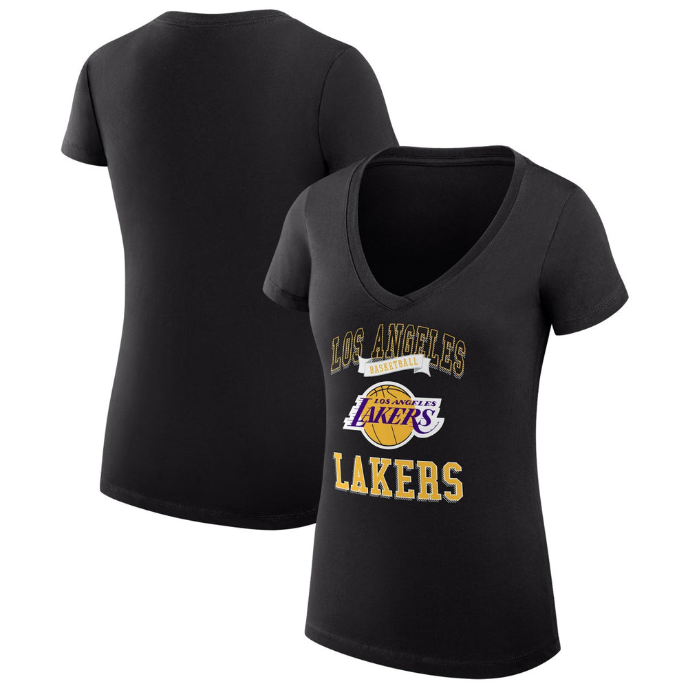 NBA - Los Angeles Lakers G-III 4Her by Carl Banks Women's Super-Slim Fit Lightweight Team Logo V-Neck T-Shirt - Black