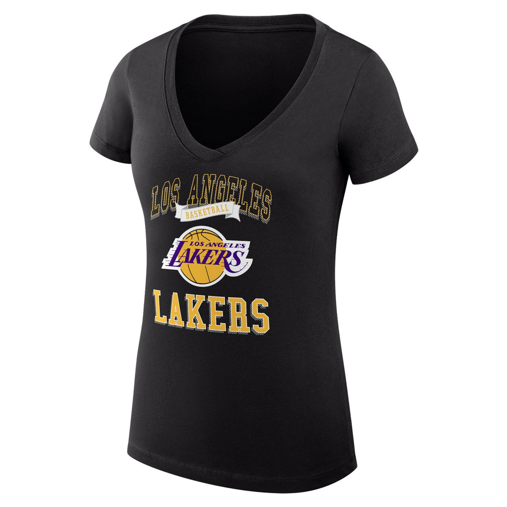 NBA - Los Angeles Lakers G-III 4Her by Carl Banks Women's Super-Slim Fit Lightweight Team Logo V-Neck T-Shirt - Black