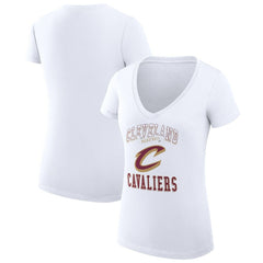 NBA - Cleveland Cavaliers G-III 4Her by Carl Banks Women's Super-Slim Fit Lightweight Team Logo V-Neck T-Shirt - White
