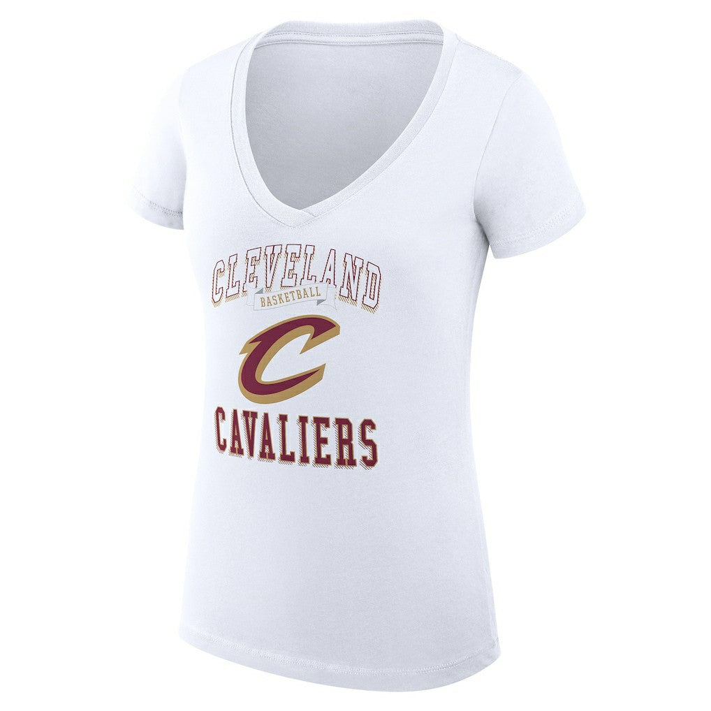 NBA - Cleveland Cavaliers G-III 4Her by Carl Banks Women's Super-Slim Fit Lightweight Team Logo V-Neck T-Shirt - White