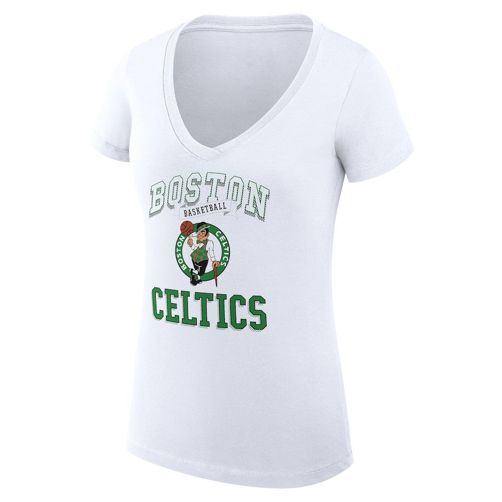 NBA - Boston Celtics G-III 4Her by Carl Banks Women's Super-Slim Fit Lightweight Team Logo V-Neck T-Shirt - White