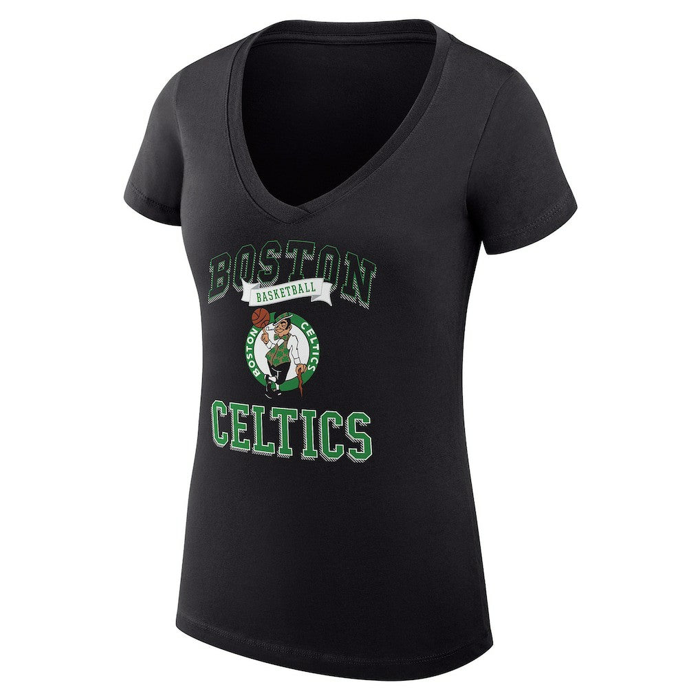 NBA - Boston Celtics G-III 4Her by Carl Banks Women's Super-Slim Fit Lightweight Team Logo V-Neck T-Shirt - Black