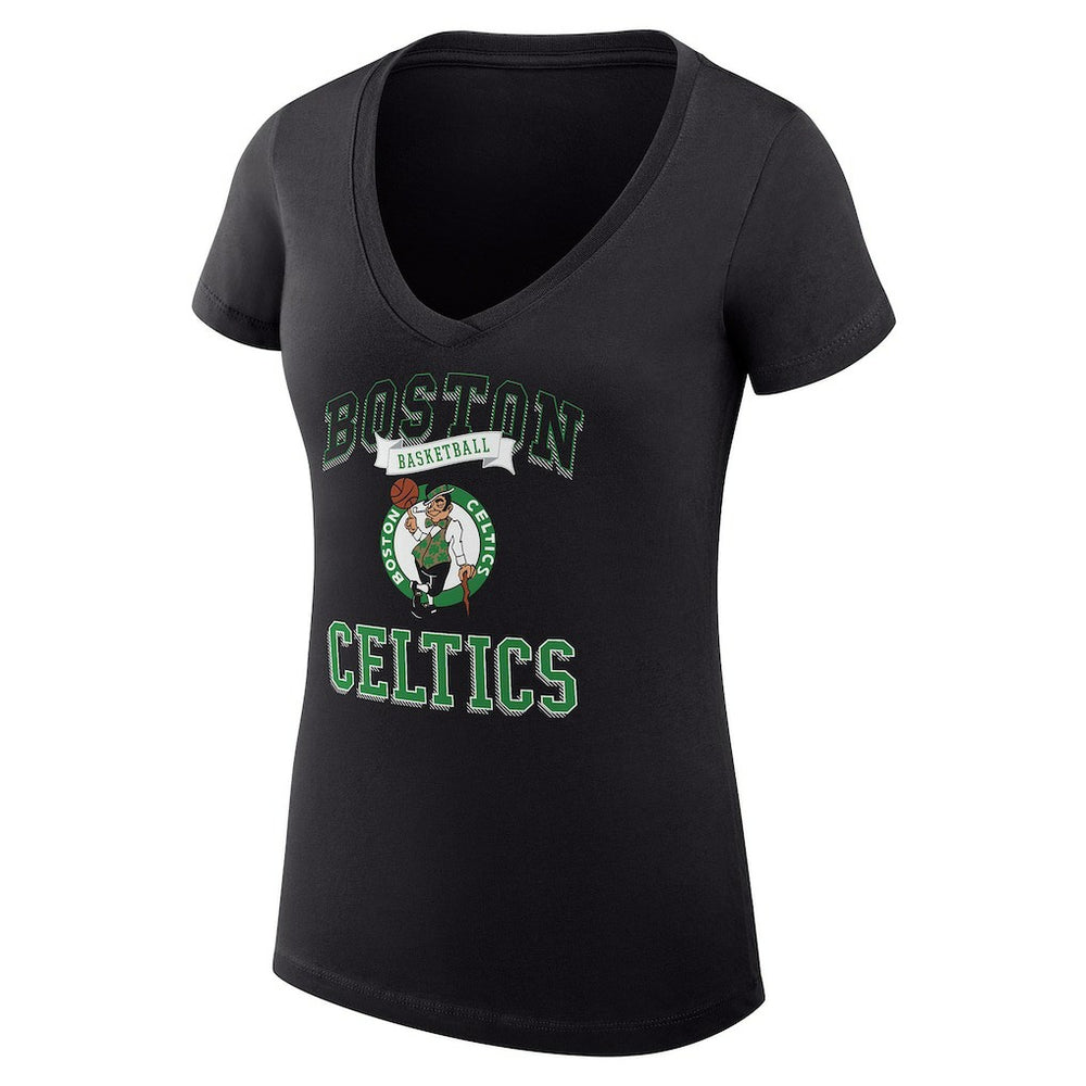 NBA - Boston Celtics G-III 4Her by Carl Banks Women's Super-Slim Fit Lightweight Team Logo V-Neck T-Shirt - Black
