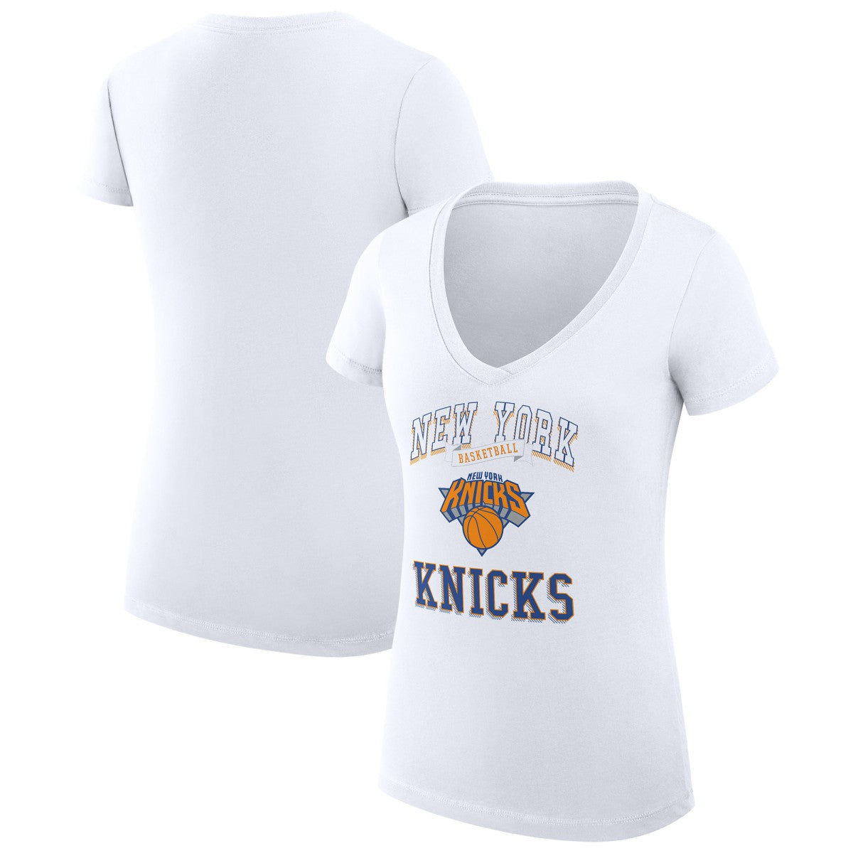 NBA - New York Knicks G-III 4Her by Carl Banks Women's Super-Slim Fit Lightweight Team Logo V-Neck T-Shirt - White