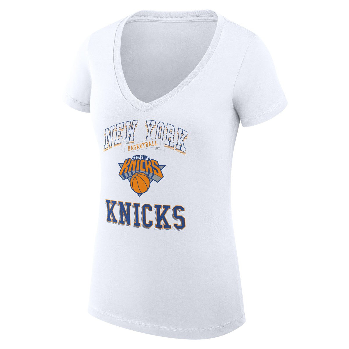 NBA - New York Knicks G-III 4Her by Carl Banks Women's Super-Slim Fit Lightweight Team Logo V-Neck T-Shirt - White