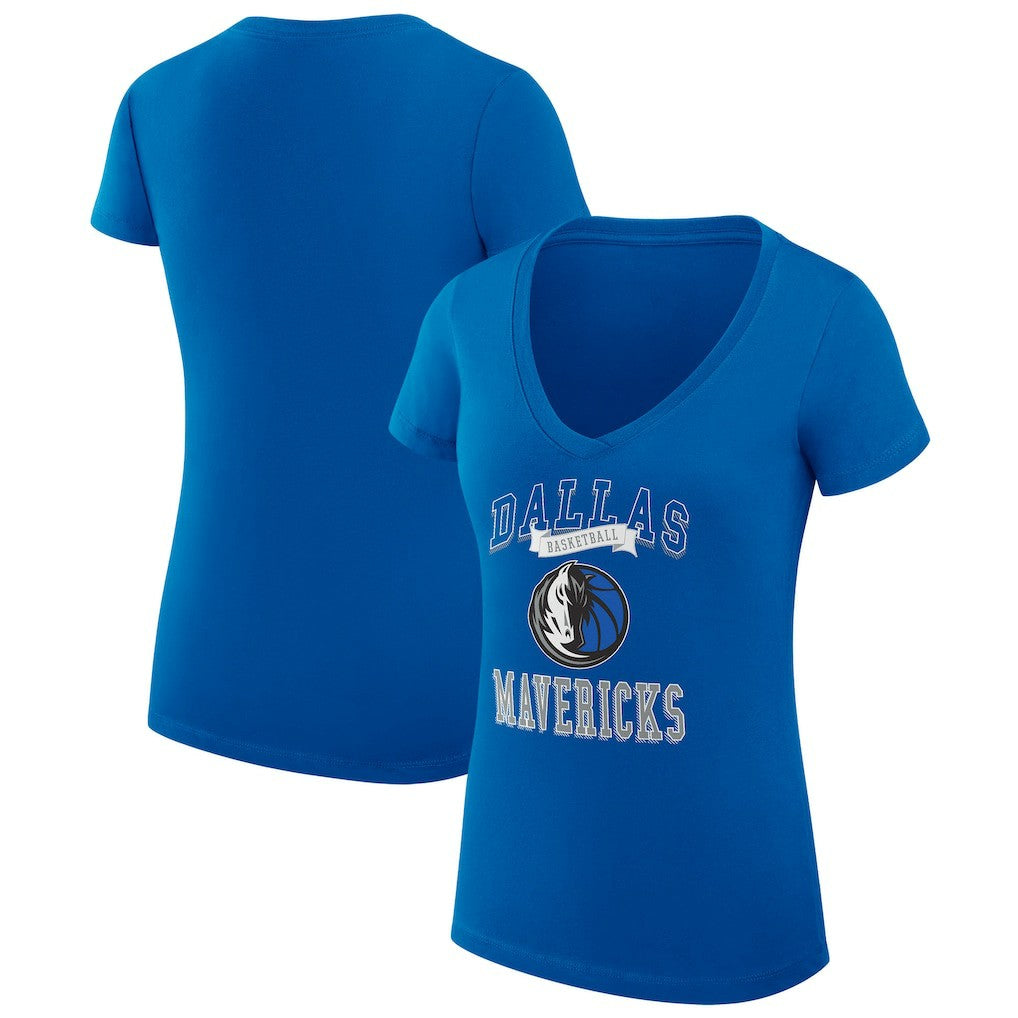 NBA - Dallas Mavericks G-III 4Her by Carl Banks Women's Super-Slim Fit Lightweight Team Logo V-Neck T-Shirt - Blue