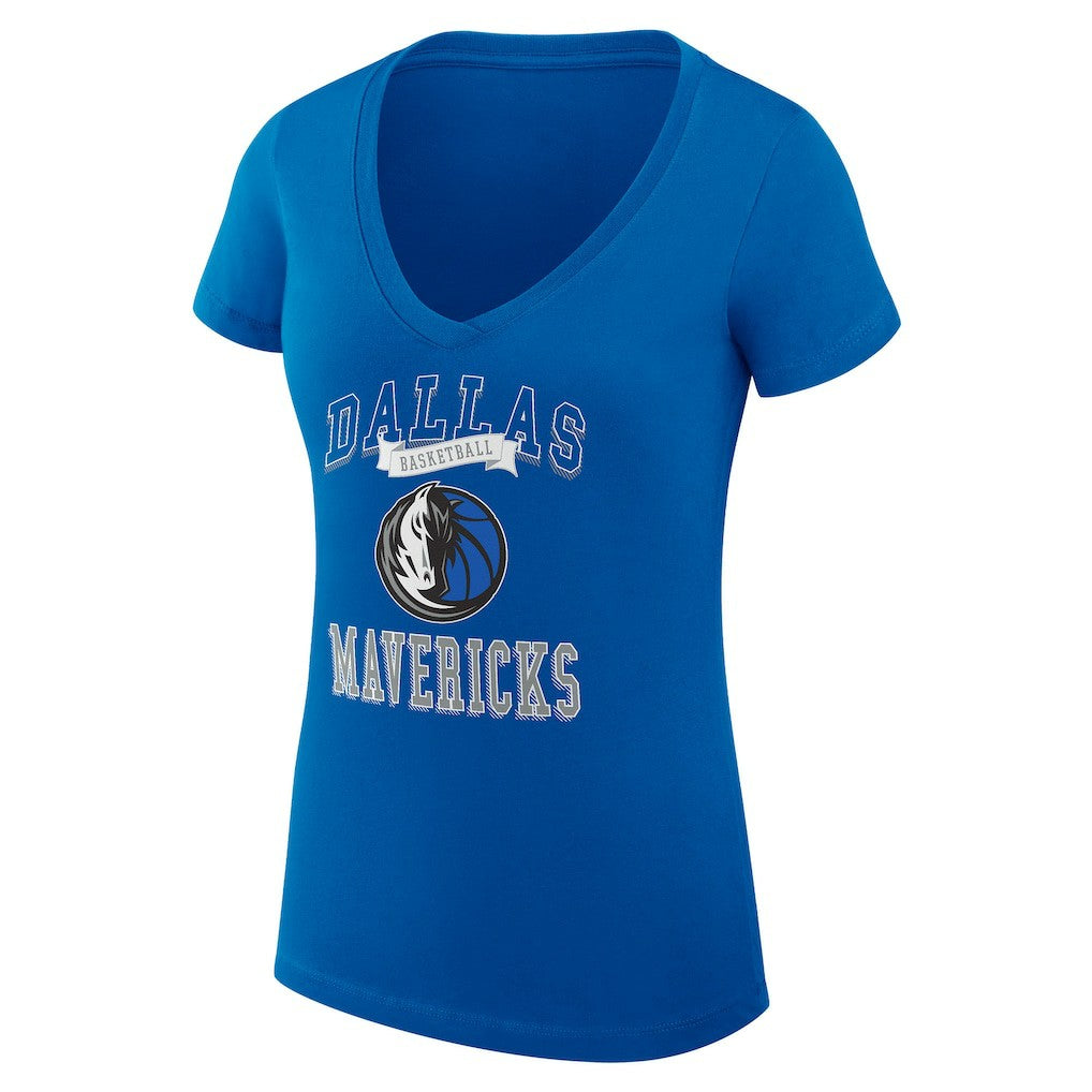 NBA - Dallas Mavericks G-III 4Her by Carl Banks Women's Super-Slim Fit Lightweight Team Logo V-Neck T-Shirt - Blue