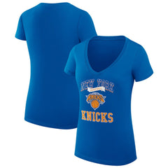 NBA - New York Knicks G-III 4Her by Carl Banks Women's Super-Slim Fit Lightweight Team Logo V-Neck T-Shirt - Blue