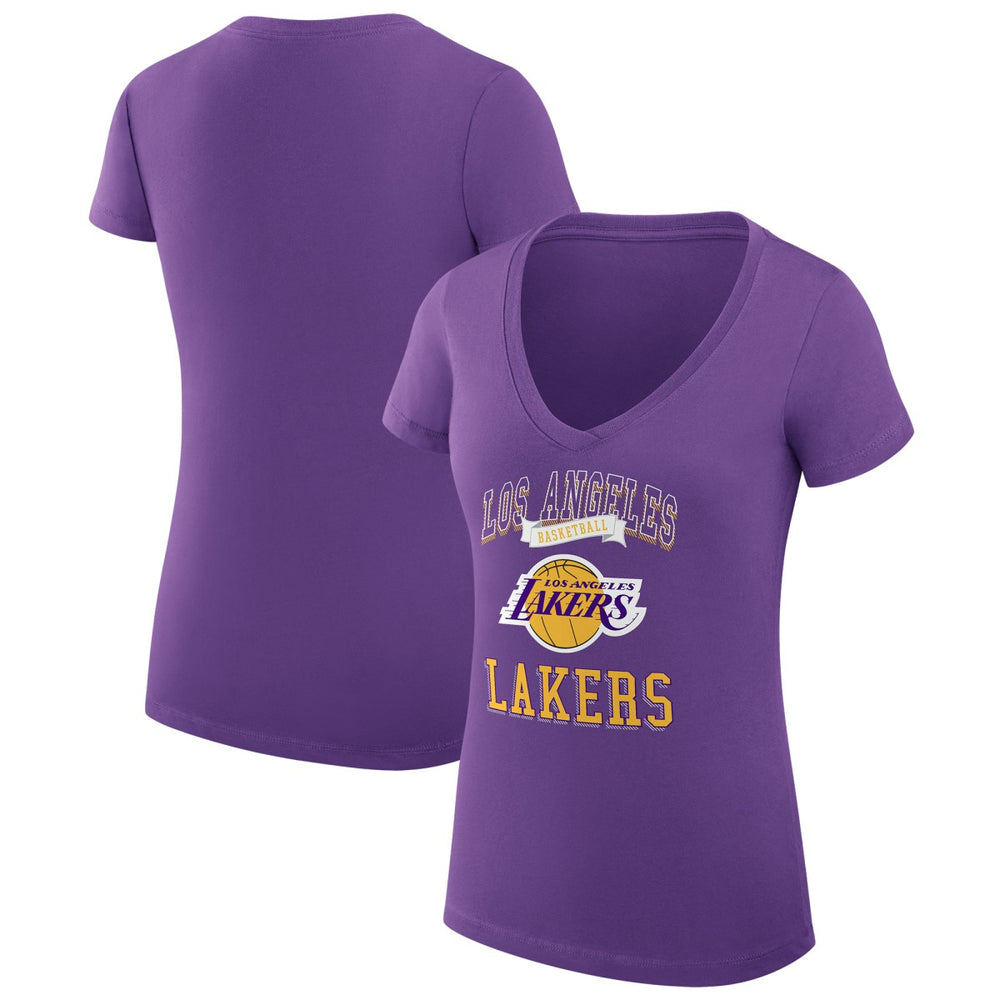 NBA - Los Angeles Lakers G-III 4Her by Carl Banks Women's Super-Slim Fit Lightweight Team Logo V-Neck T-Shirt - Purple