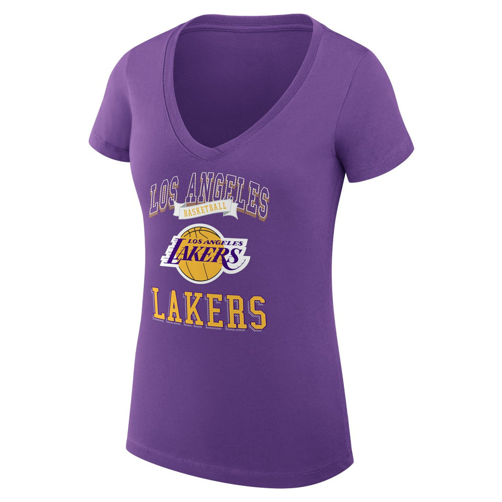 NBA - Los Angeles Lakers G-III 4Her by Carl Banks Women's Super-Slim Fit Lightweight Team Logo V-Neck T-Shirt - Purple
