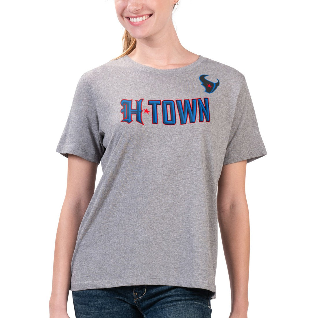 Houston Texans G-III 4Her by Carl Banks Women's Super-Slim Fit Lightweight H-Town T-Shirt Heather Gray - NFL