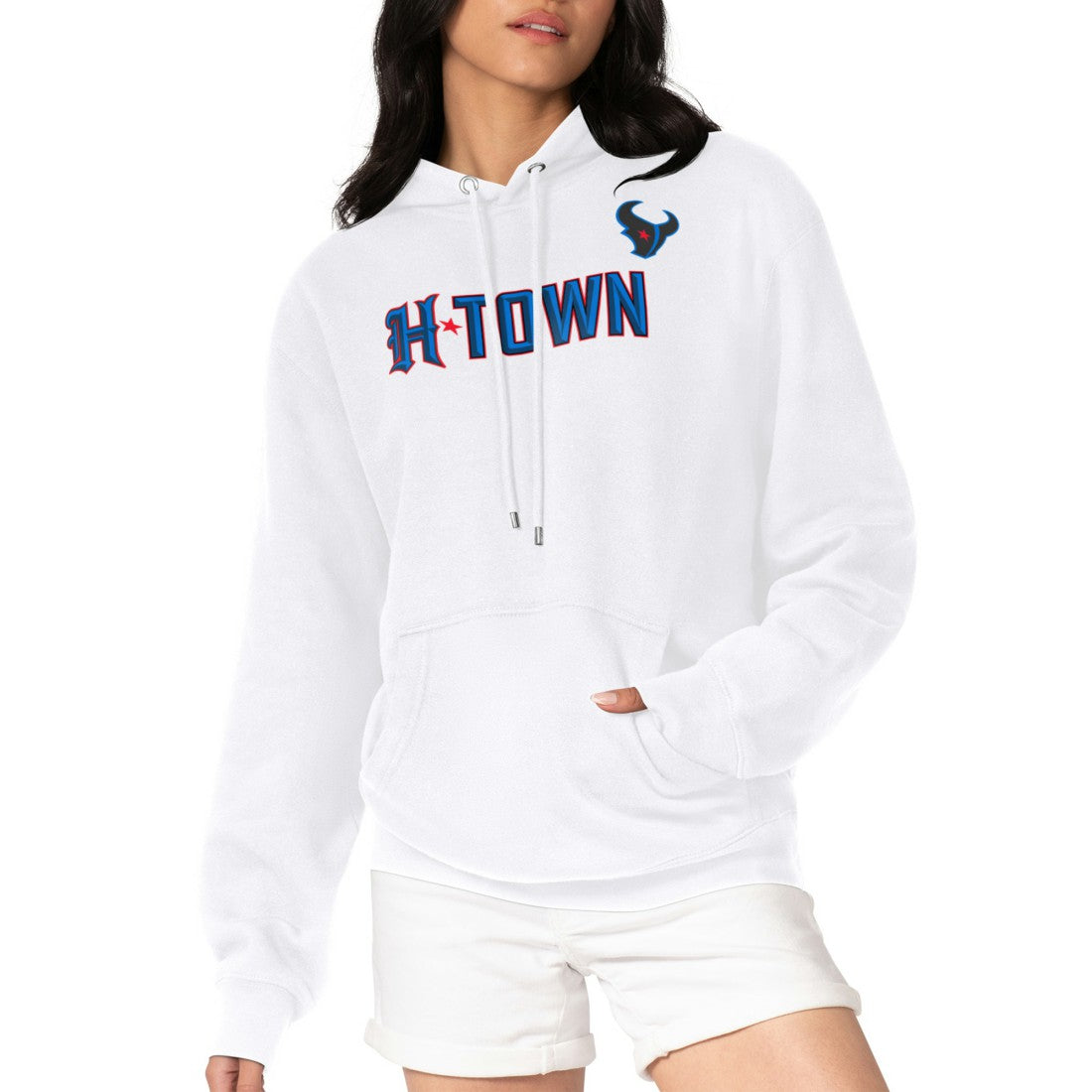 Houston Texans G-III 4Her by Carl Banks Women's H-Town Fleece Pullover Hoodie White - NFL