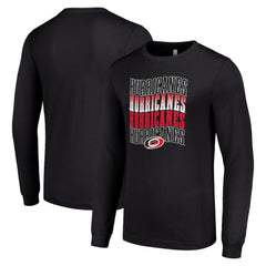 Carolina Hurricanes - Starter Four Team Name Logo Long Sleeve Graphic T-Shirt Black