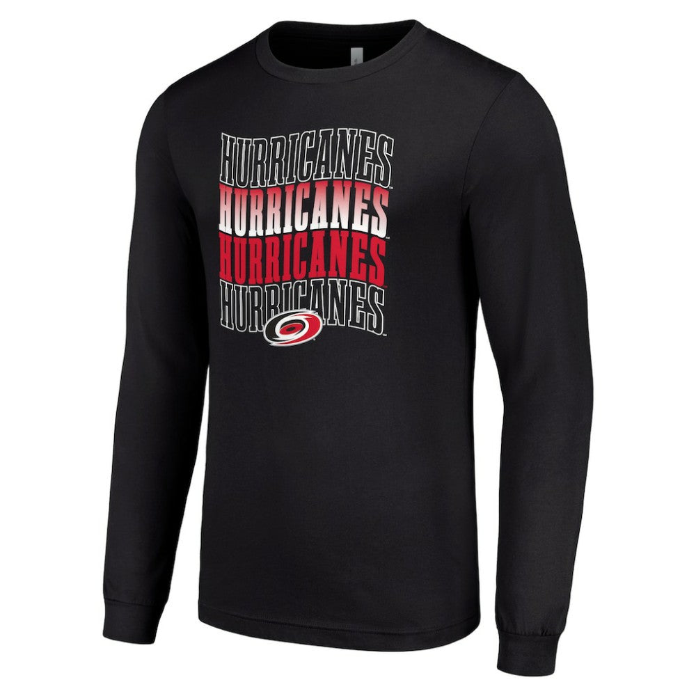 Carolina Hurricanes - Starter Four Team Name Logo Long Sleeve Graphic T-Shirt Black
