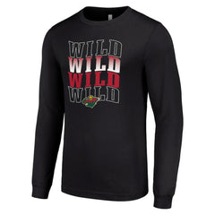 Minnesota Wild - Starter Four Team Name Logo Long Sleeve Graphic T-Shirt Black
