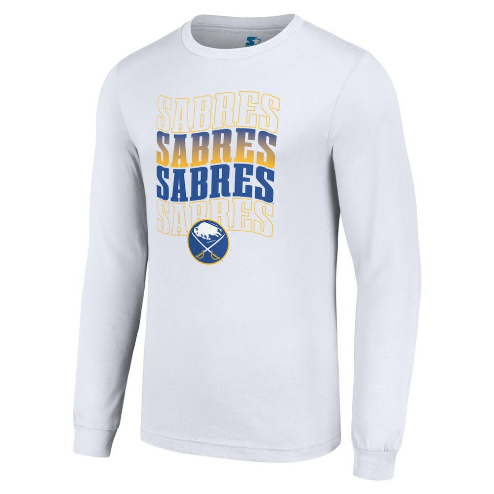 Buffalo Sabres - Starter Four Team Name Logo Long Sleeve Graphic T-Shirt White