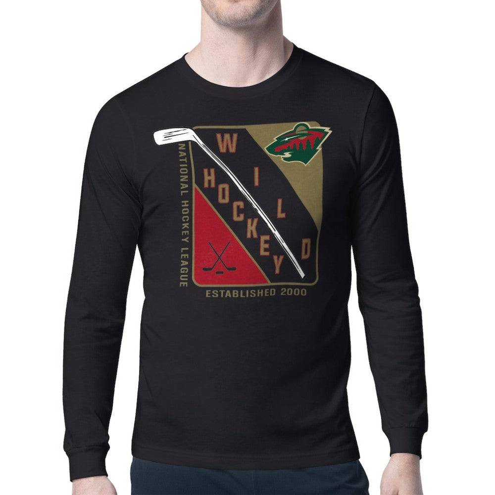 Minnesota Wild - Starter Shield Long Sleeve Graphic T-Shirt Black