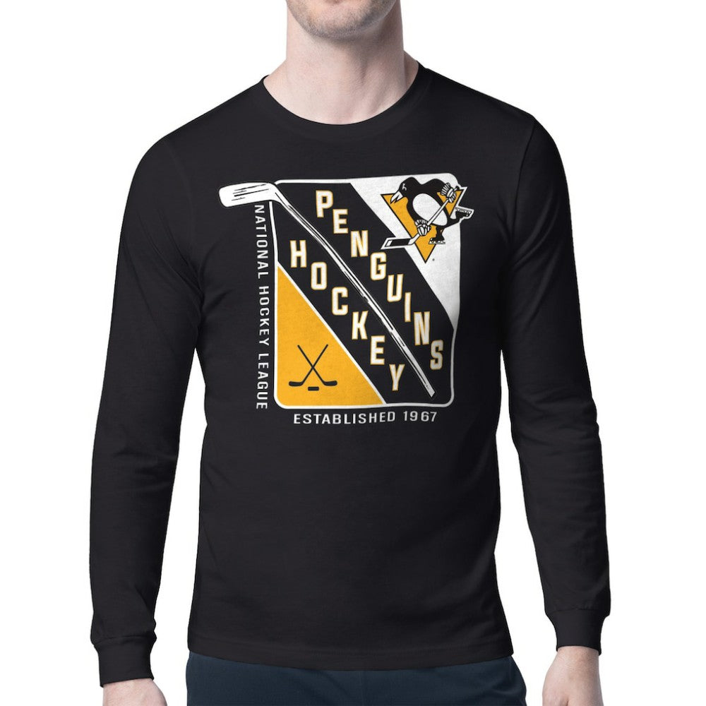 Pittsburgh Penguins Starter Shield Long Sleeve Graphic T-Shirt Black