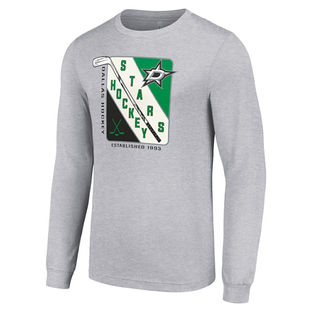 Dallas Stars - Starter Shield Long Sleeve Graphic T-Shirt Heather Gray