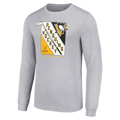 Pittsburgh Penguins Starter Shield Long Sleeve Graphic T-Shirt Heather Gray