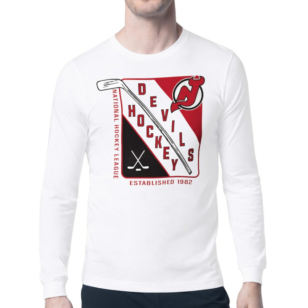 New Jersey Devils - Starter Shield Long Sleeve Graphic T-Shirt White