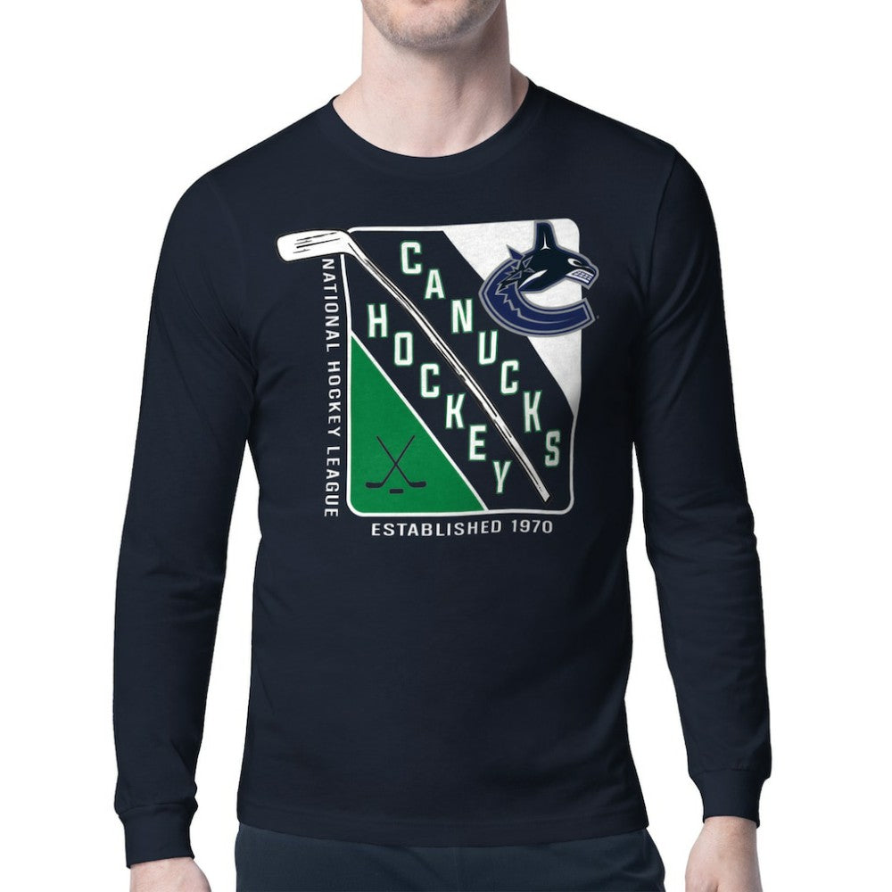 Vancouver Canucks - Starter Shield Long Sleeve Graphic T-Shirt Navy