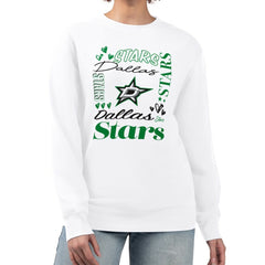 Dallas Stars - G-III 4Her by Carl Banks Women's Collage Graphic Fleece Long Sleeve Pullover Sweatshirt White