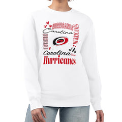 Carolina Hurricanes - G-III 4Her by Carl Banks Women's Collage Graphic Fleece Long Sleeve Pullover Sweatshirt White