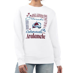 Colorado Avalanche - G-III 4Her by Carl Banks Women's Collage Graphic Fleece Long Sleeve Pullover Sweatshirt White