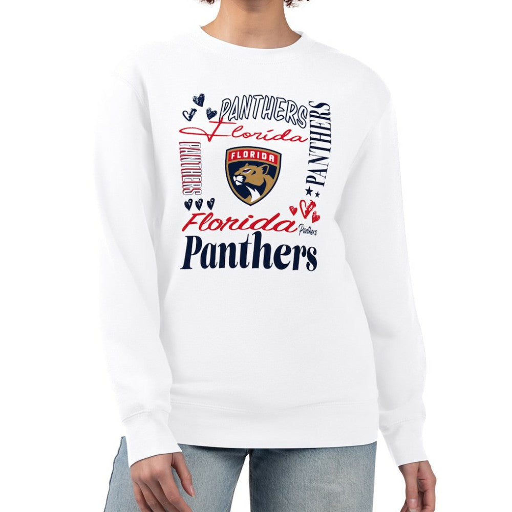 Florida Panthers - G-III 4Her by Carl Banks Women's Collage Graphic Fleece Long Sleeve Pullover Sweatshirt White