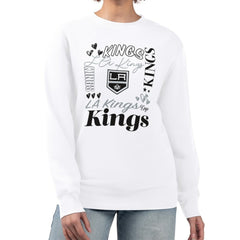 Los Angeles Kings - G-III 4Her by Carl Banks Women's Collage Graphic Fleece Long Sleeve Pullover Sweatshirt White