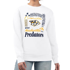 Nashville Predators - G-III 4Her by Carl Banks Women's Collage Graphic Fleece Long Sleeve Pullover Sweatshirt White