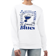 St. Louis Blues - G-III 4Her by Carl Banks Women's Collage Graphic Fleece Long Sleeve Pullover Sweatshirt White