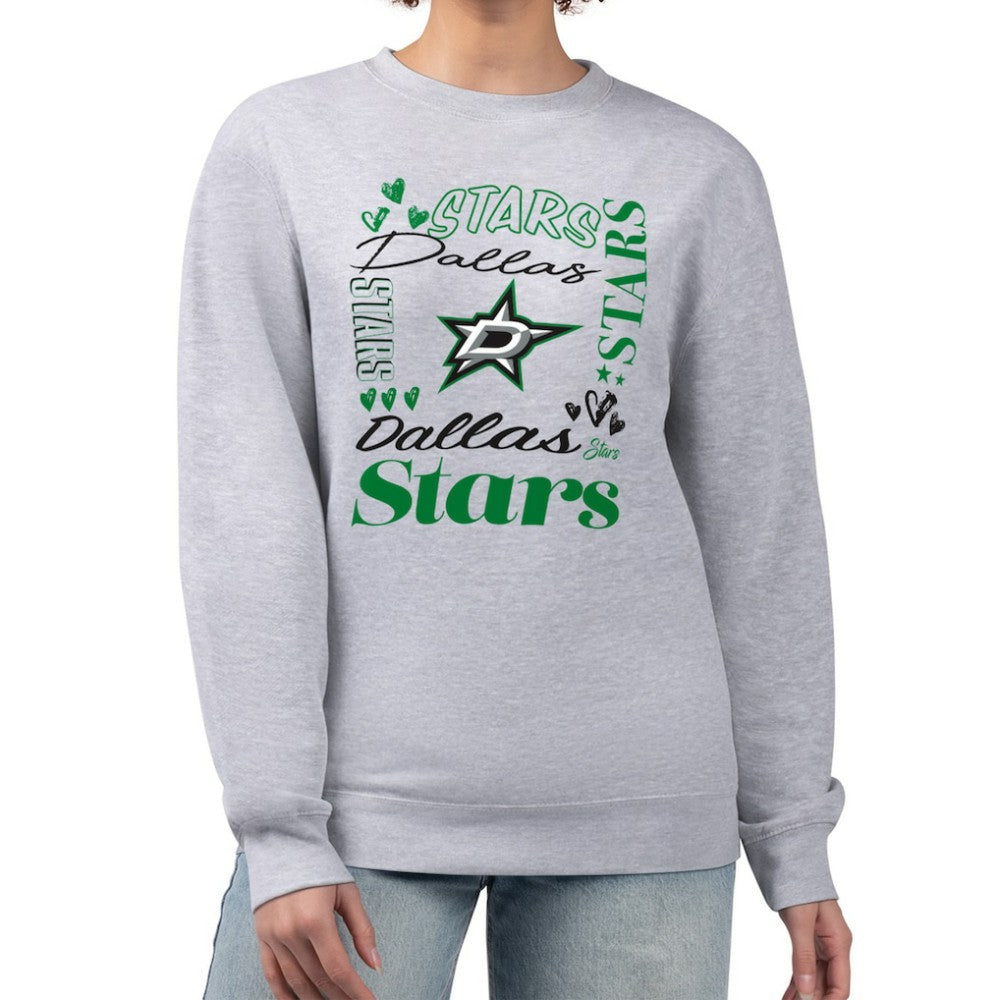 Dallas Stars - G-III 4Her by Carl Banks Women's Collage Graphic Fleece Long Sleeve Pullover Sweatshirt Heather Gray