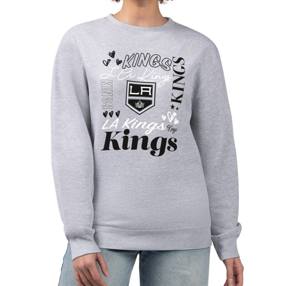 Los Angeles Kings - G-III 4Her by Carl Banks Women's Collage Graphic Fleece Long Sleeve Pullover Sweatshirt Heather Gray